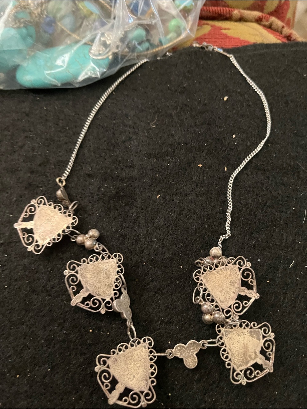 Turquoise style Stone Filigree Statement Necklace - Women Jewelry - Picture 3 of 3